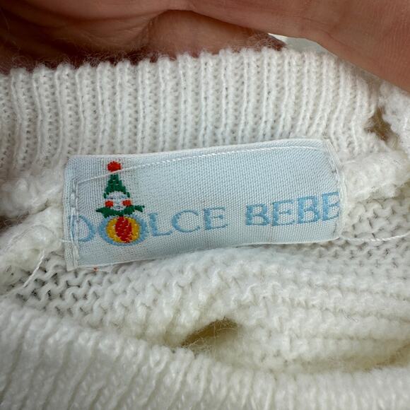 VTG Dolce Bebe White Duck 3D Knit Baby Footies Outfit Italy Size 6-9 Months - Picture 6 of 11